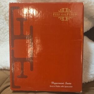 Fitz and Floyd Peppermint Santa Red Snack Plate Set